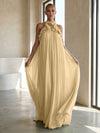 Chiffon A-Line Halter Formal Dresses with 3D Flowers