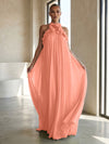 Chiffon A-Line Halter Formal Dresses with 3D Flowers