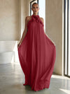 Chiffon A-Line Halter Formal Dresses with 3D Flowers