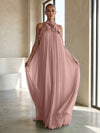 Chiffon A-Line Halter Formal Dresses with 3D Flowers