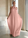 Chiffon A-Line Halter Formal Dresses with 3D Flowers