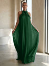 Chiffon A-Line Halter Formal Dresses with 3D Flowers
