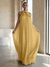 Chiffon A-Line Halter Formal Dresses with 3D Flowers
