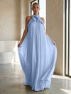 Chiffon A-Line Halter Formal Dresses with 3D Flowers
