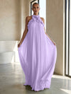Chiffon A-Line Halter Formal Dresses with 3D Flowers