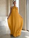 Chiffon A-Line Halter Formal Dresses with 3D Flowers