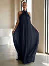 Chiffon A-Line Halter Formal Dresses with 3D Flowers