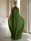 Chiffon A-Line Halter Formal Dresses with 3D Flowers