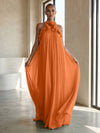 Chiffon A-Line Halter Formal Dresses with 3D Flowers