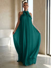 Chiffon A-Line Halter Formal Dresses with 3D Flowers