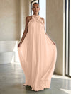 Chiffon A-Line Halter Formal Dresses with 3D Flowers