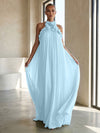 Chiffon A-Line Halter Formal Dresses with 3D Flowers