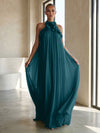 Chiffon A-Line Halter Formal Dresses with 3D Flowers