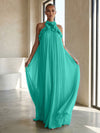 Chiffon A-Line Halter Formal Dresses with 3D Flowers