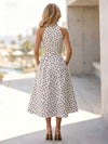 Satin A-Line Halter Polka Dot Formal Dresses