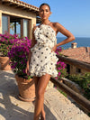 Chiffon Sheath Halter Polka Dot Formal Dresses