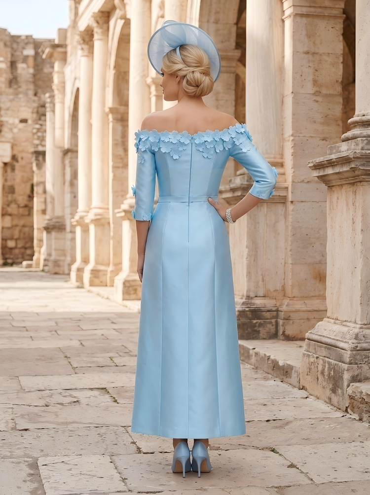 A-Line Off the Shoulder Mother of the Bride Dresses with 3D Flowers