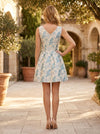 Jacquard A-Line Crew Neck Pleated Formal Dresses