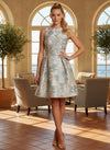 Jacquard A-Line Cowl Neck Floral Formal Dresses