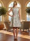 Jacquard A-Line Cowl Neck Floral Formal Dresses