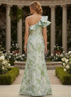 Jacquard Mermaid One Shoulder Formal Dresses with Ruffles