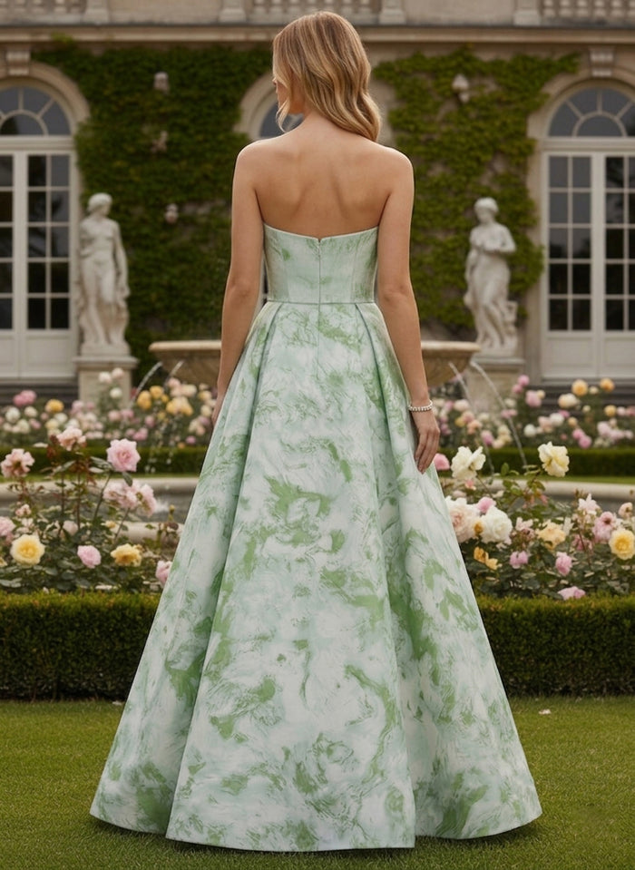 Jacquard A-Line Sweetheart Pleated Formal Dresses