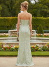 Jacquard Mermaid Strapless Formal Dresses with 3D Flowers