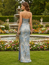 Jacquard Mermaid Strapless Pleated Formal Dresses