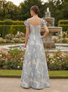 Jacquard A-Line Off the Shoulder Formal Dresses with 3D Flowers