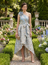 Jacquard High Low One Shoulder Mother of the Bride Dresses with 3D Flowers