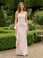 Jacquard Mermaid Strapless Formal Dresses with Ruffles