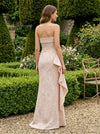 Jacquard Mermaid Strapless Formal Dresses with Ruffles