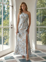 Jacquard Mermaid One Shoulder Formal Dresses with Ruffles