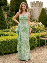 Jacquard Mermaid Strapless Formal Dresses with Ruffles