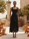 Jersey A-Line Square Neck Formal Dresses with Lace Applique