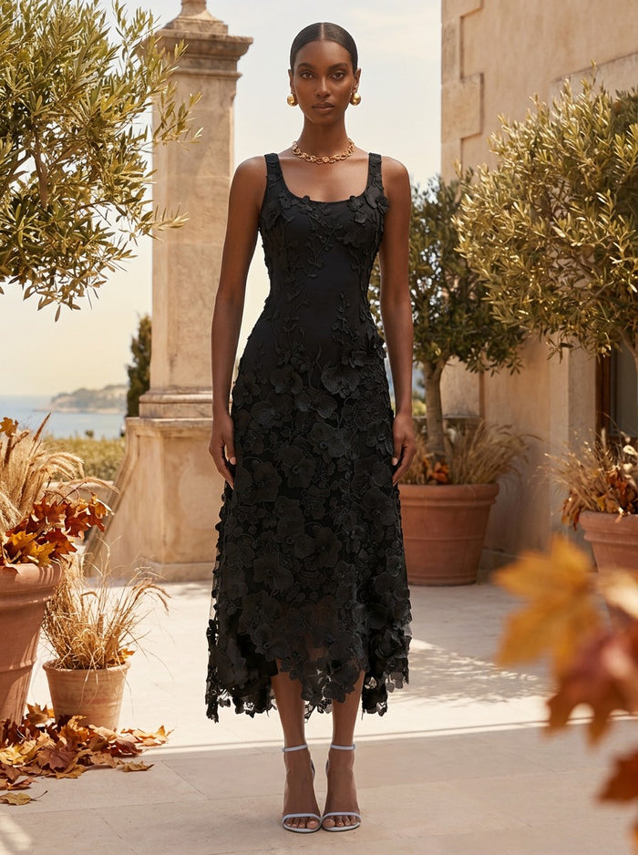 Jersey A-Line Square Neck Formal Dresses with Lace Applique