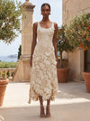 Jersey A-Line Square Neck Formal Dresses with Lace Applique
