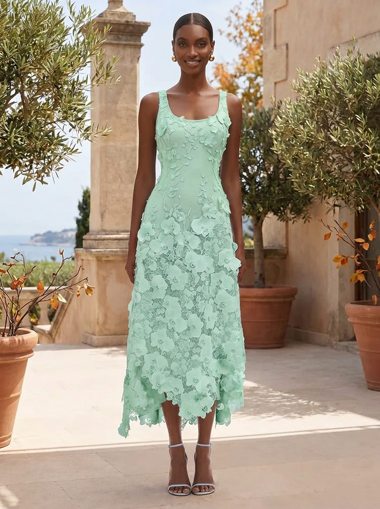Jersey A-Line Square Neck Formal Dresses with Lace Applique