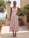 Jersey A-Line Square Neck Formal Dresses with Lace Applique