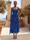 Jersey A-Line Square Neck Formal Dresses with Lace Applique