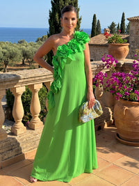 Chiffon A-Line One Shoulder Formal Dresses with 3D Flowers