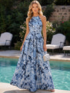 Jacquard A-Line Halter Pleated Formal Dresses