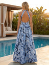Jacquard A-Line Halter Pleated Formal Dresses