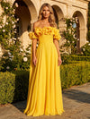 Chiffon A-Line Off the Shoulder Formal Dresses with Ruffles
