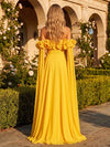 Chiffon A-Line Off the Shoulder Formal Dresses with Ruffles