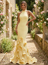 Jersey Mermaid Halter 3D Flowers Formal Dresses