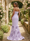 Jersey Mermaid Strapless 3D Flowers Formal Dresses