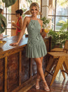 Mini A-Line Halter Pleated Formal Dresses with 3D Flowers