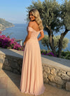 Chiffon A-Line Off the Shoulder Pleated Formal Dresses with 3D Flowers