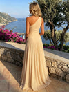 Chiffon One Shoulder Pleated Formal Dresses with 3D Flowers